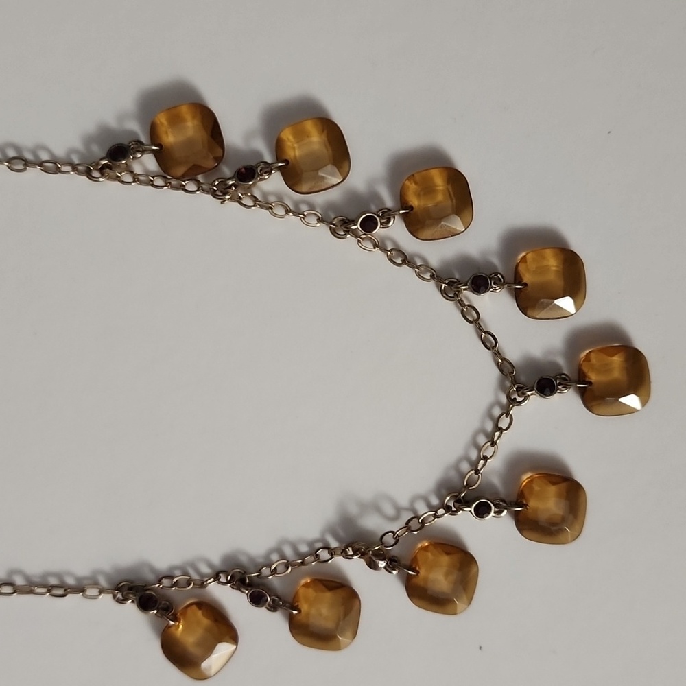 Chic Gold With Purple Ceystals  Necklace